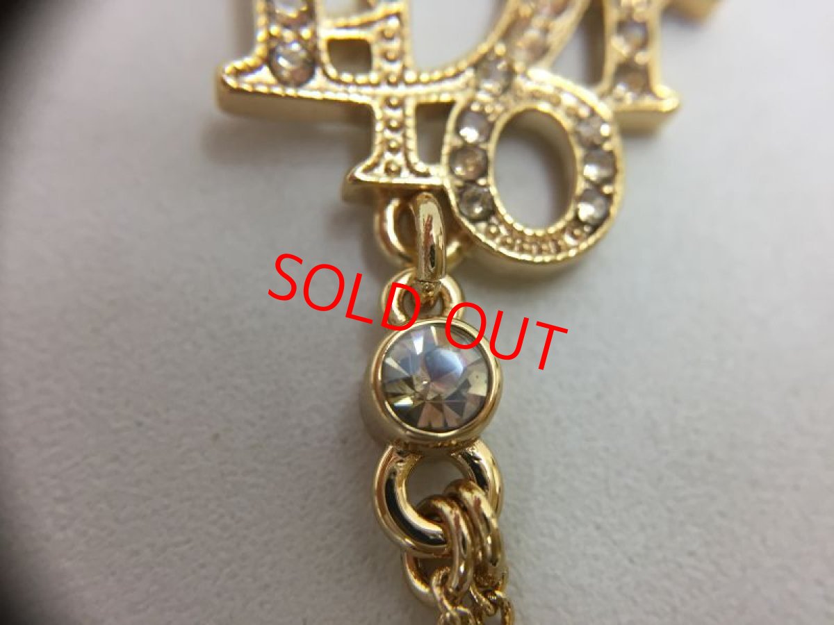 Photo6: Auth Dior Gold tone DR logo Stone "DIOR" motif Piercing Earrings 1A260480n" (6)