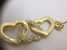 Photo7: Auth Dior Crystal Gold tone Heart & D motif Piercing Earrings 1A260390n" (7)