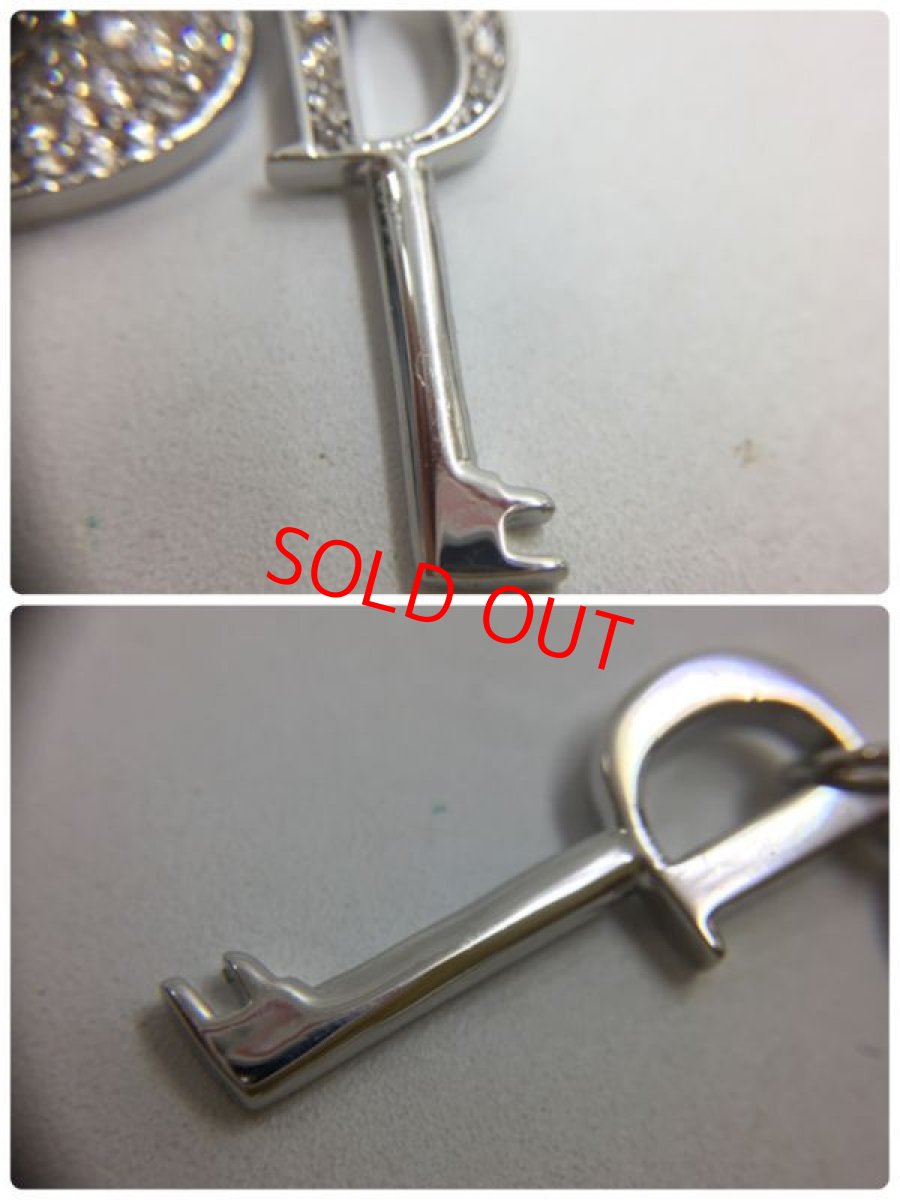 Photo11: Auth Dior Crystal Silver tone Heart & Key motif Piercing Earrings 1A260250n" (11)