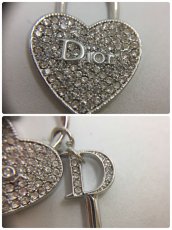 Photo9: Auth Dior Crystal Silver tone Heart & Key motif Piercing Earrings 1A260250n" (9)