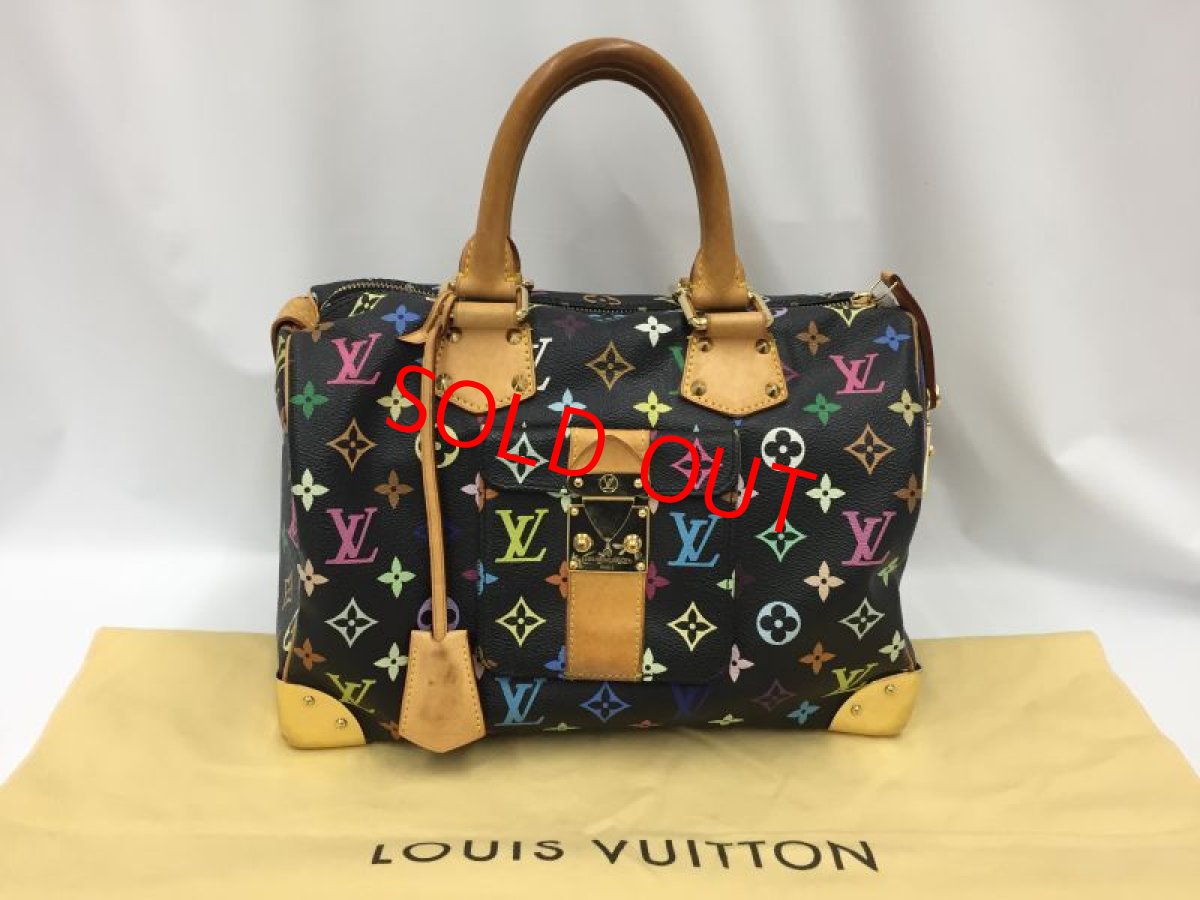 Photo1: Auth Louis Vuitton Monogram Multi color Black Speedy 30 Hand Bag 1C240060n" (1)