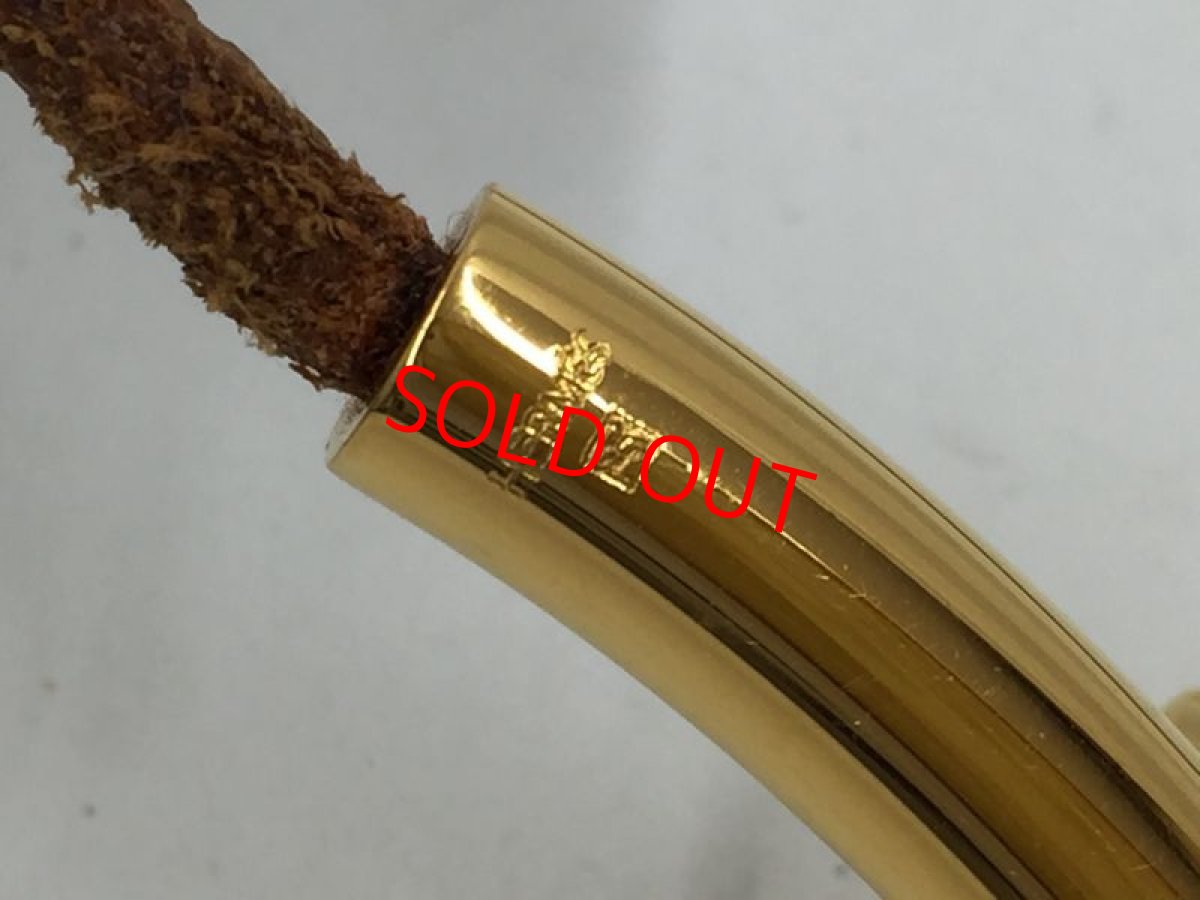 Photo8: Auth HERMES Double Loop Leather Bracelet Gold tone Heart Motif 1D070150n" (8)