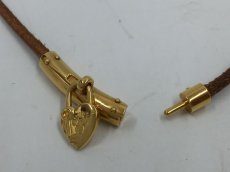 Photo6: Auth HERMES Double Loop Leather Bracelet Gold tone Heart Motif 1D070150n" (6)