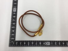 Photo2: Auth HERMES Double Loop Leather Bracelet Gold tone Heart Motif 1D070150n" (2)