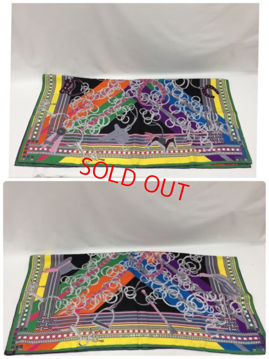 Photo6: Auth Hermes Carre Scarf 100 % Silk Scarf "Brides et Gris-Gris" 1E190100n" (6)