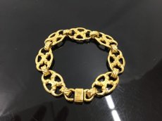 Photo1: Auth Celine Gold Tone Logo motif Bracelet 1E260070n" (1)
