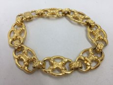 Photo4: Auth Celine Gold Tone Logo motif Bracelet 1E260070n" (4)