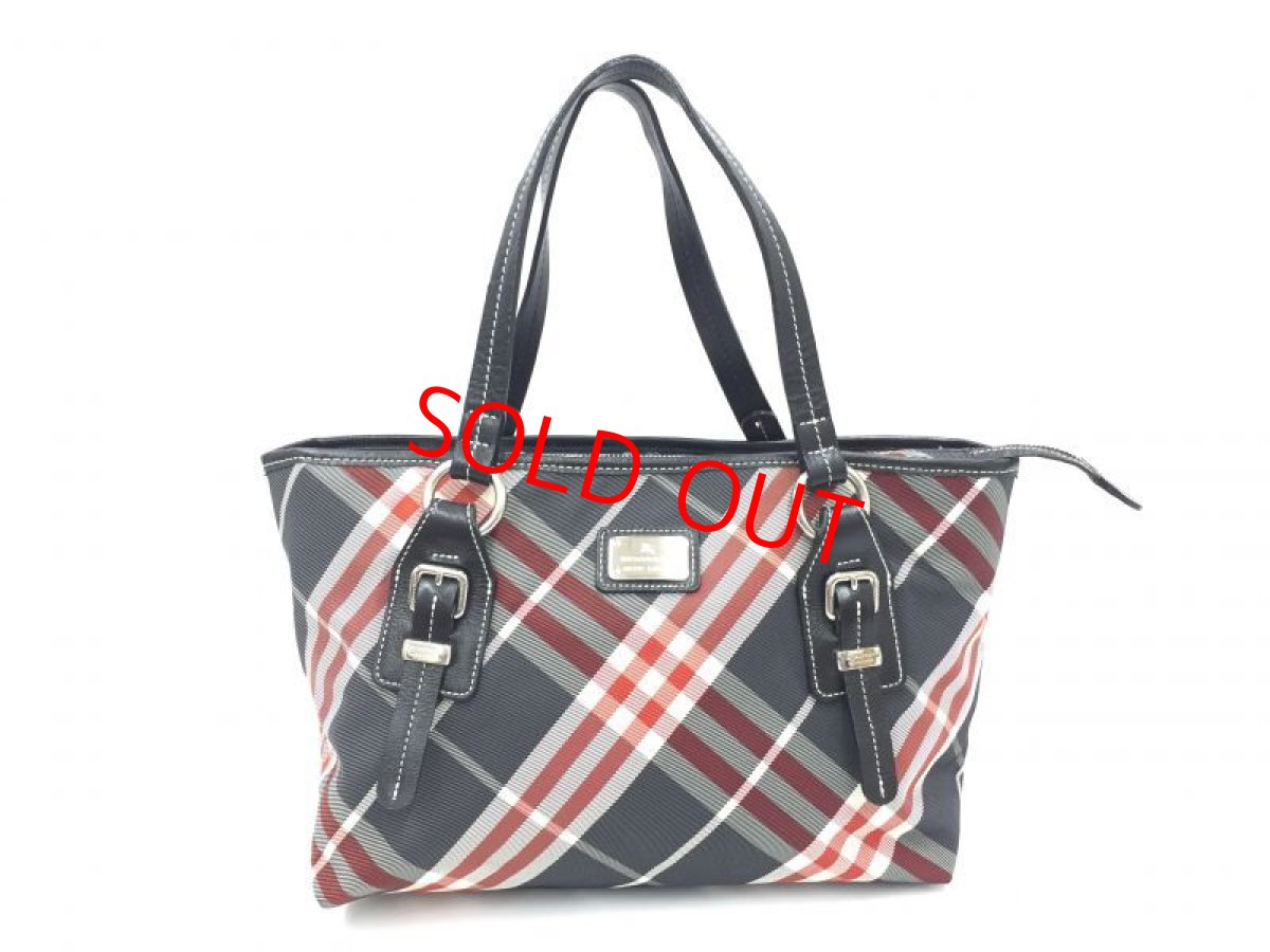 Photo1: Auth Burberry Blue Label Check Nylon Shoulder Tote Bag 1F160130n" (1)