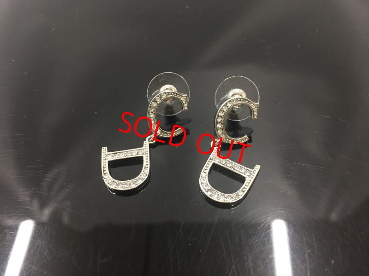 Photo1: Auth Dior Silver tone C & D motif Color Stone Piercing Earrings 1G070060n" (1)