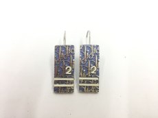 Photo3: Auth Dior Silver tone Blue Trotter Piercing Earrings 1G280040n" (3)