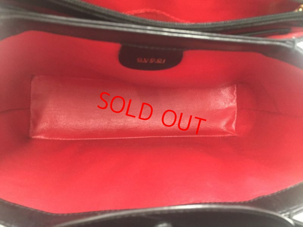 Photo6: Auth Gucci Leather Navy blue close to black Bamboo Closure Bag 1G280050n" (6)