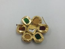 Photo8: Auth Chanel Multi Color Glass Gold tone Brooch  1G280040n" (8)
