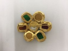 Photo3: Auth Chanel Multi Color Glass Gold tone Brooch  1G280040n" (3)