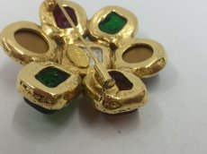 Photo9: Auth Chanel Multi Color Glass Gold tone Brooch  1G280040n" (9)