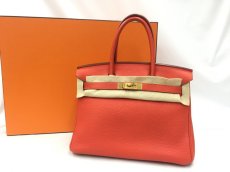 Photo1: Auth Hermes Birkin 30 togo Leather Orange Hand Bag 1i220080n" (1)