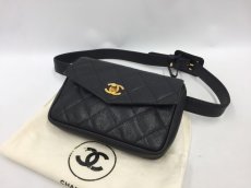 Photo1: Auth Chanel Caviar Skin Black Waist Pouch bag 32/80  1K170030n" (1)