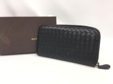 Photo1: Authentic BOTTEGA VENETA leather Intrecciato Black Zippy Wallet 2A190120n" (1)