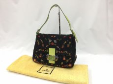 Photo1: Auth Fendi Mamma Baguette Black Denim Beads Shoulder bag 2C300080n" (1)