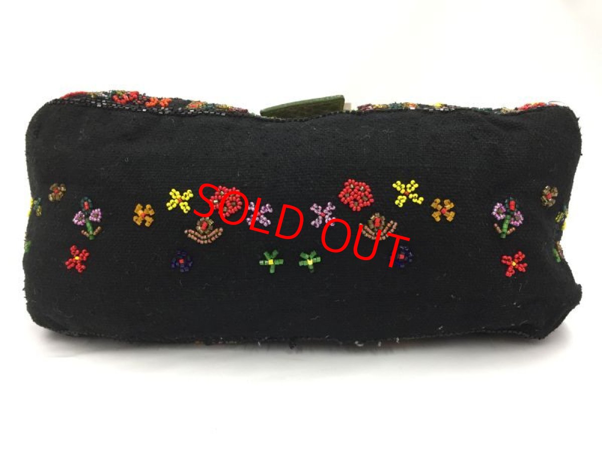 Photo4: Auth Fendi Mamma Baguette Black Denim Beads Shoulder bag 2C300080n" (4)