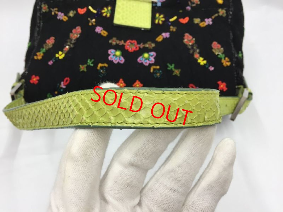 Photo5: Auth Fendi Mamma Baguette Black Denim Beads Shoulder bag 2C300080n" (5)