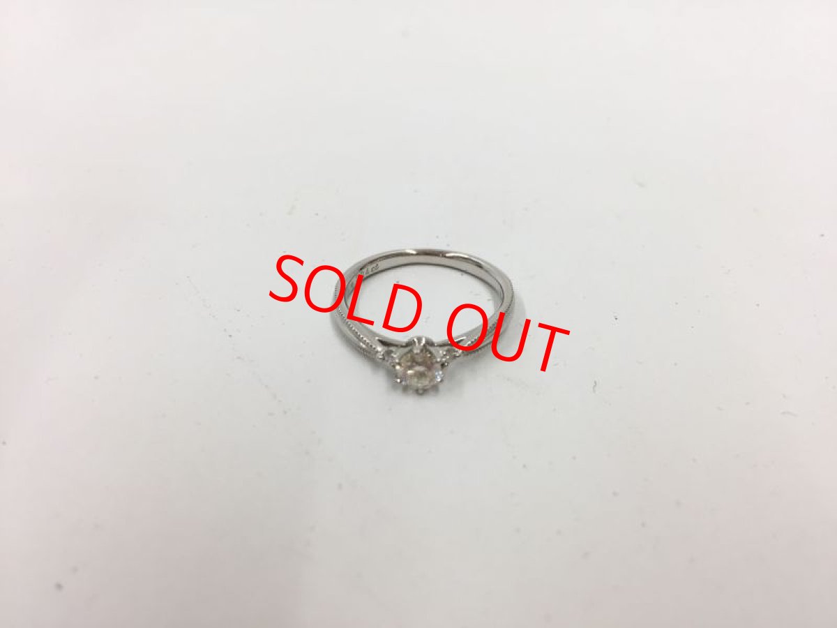 Photo2: PT 950 (2.8g) + 0.24 ct Dmd + 0.03 ct diamonds Ring US size 4.5 2H030180n" (2)