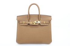 Photo1: Authentic Hermes Birkin 25 togo Leather Brown Hand Bag UNUSED 3B220010n" (1)