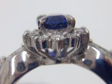 Photo7: PT 900 (5.58g) Platinum Diamond 0.75ct Sapphire Ring US size 4.5 3G260090K (7)