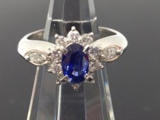 Photo2: PT 900 (5.58g) Platinum Diamond 0.75ct Sapphire Ring US size 4.5 3G260090K (2)