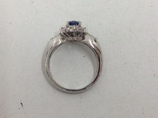 Photo12: PT 900 (5.58g) Platinum Diamond 0.75ct Sapphire Ring US size 4.5 3G260090K (12)