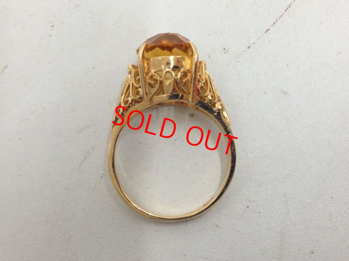Photo10: K18 (3.5 g)Yellow Gold Ring Yellow Color stone US Size 4.5 (EU 47) 3G260110K (10)