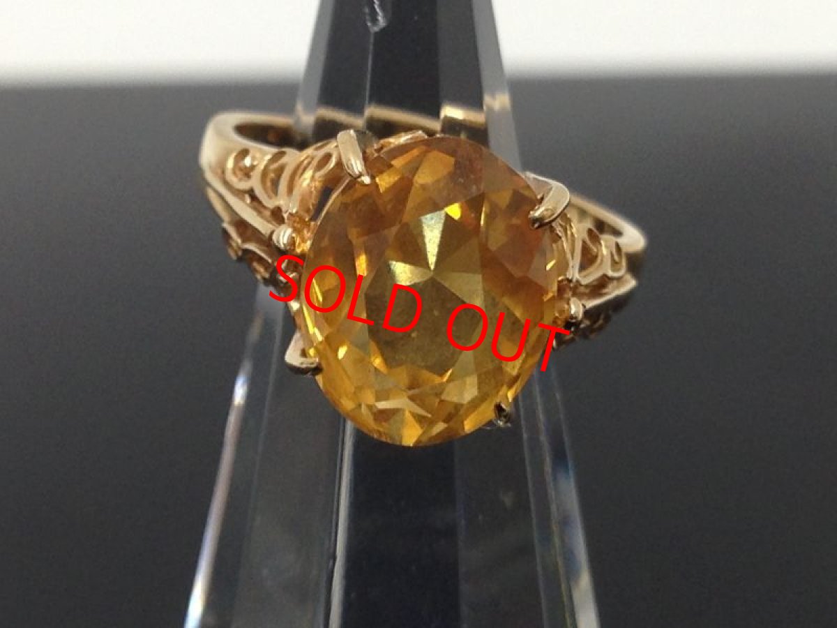 Photo2: K18 (3.5 g)Yellow Gold Ring Yellow Color stone US Size 4.5 (EU 47) 3G260110K (2)