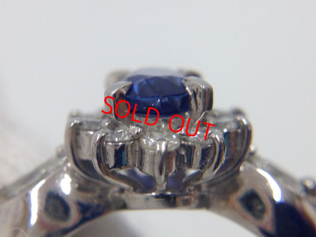 Photo5: PT 900 (5.58g) Platinum Diamond 0.75ct Sapphire Ring US size 4.5 3G260090K (5)