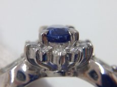 Photo5: PT 900 (5.58g) Platinum Diamond 0.75ct Sapphire Ring US size 4.5 3G260090K (5)