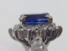 Photo4: PT 900 (5.58g) Platinum Diamond 0.75ct Sapphire Ring US size 4.5 3G260090K (4)