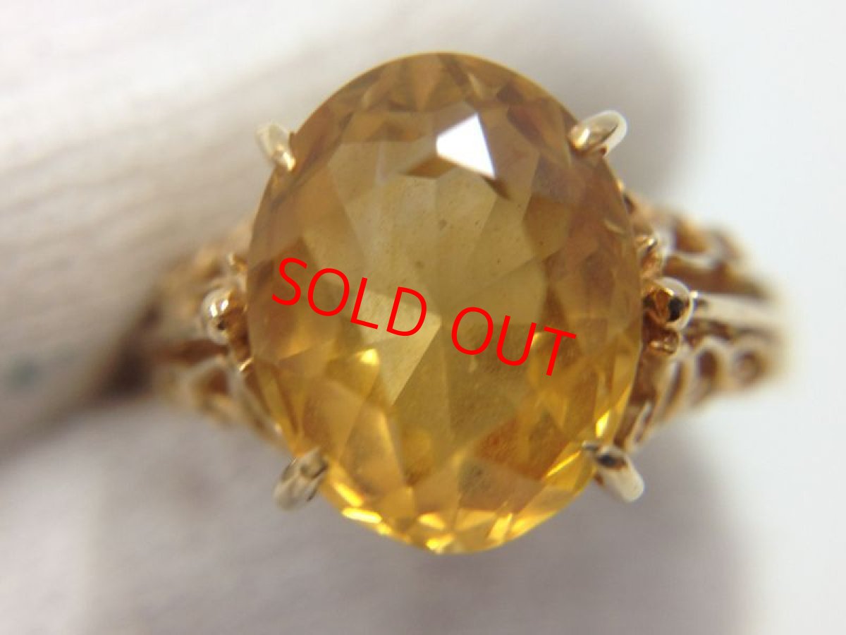 Photo1: K18 (3.5 g)Yellow Gold Ring Yellow Color stone US Size 4.5 (EU 47) 3G260110K (1)