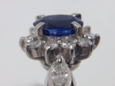 Photo6: PT 900 (5.58g) Platinum Diamond 0.75ct Sapphire Ring US size 4.5 3G260090K (6)