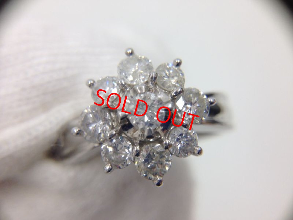 Photo1: PT 900 (4.44g)Platinum + 1.0 ct diamonds Ring US Size 4.5 (EU 47) 3G260100K (1)