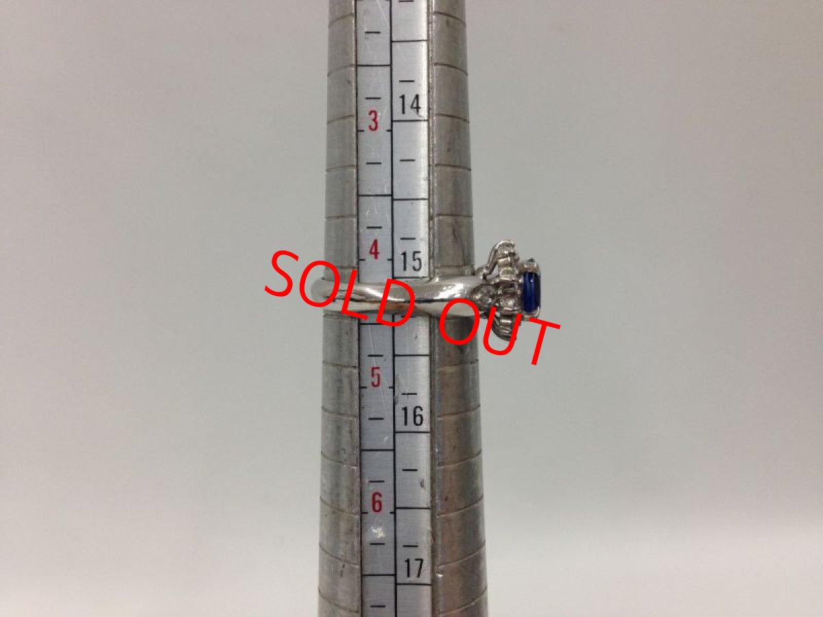 Photo3: PT 900 (5.58g) Platinum Diamond 0.75ct Sapphire Ring US size 4.5 3G260090K (3)
