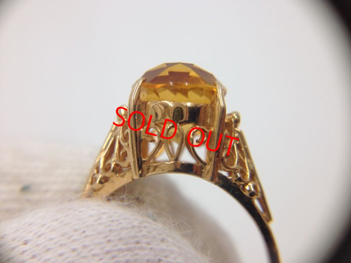 Photo7: K18 (3.5 g)Yellow Gold Ring Yellow Color stone US Size 4.5 (EU 47) 3G260110K (7)