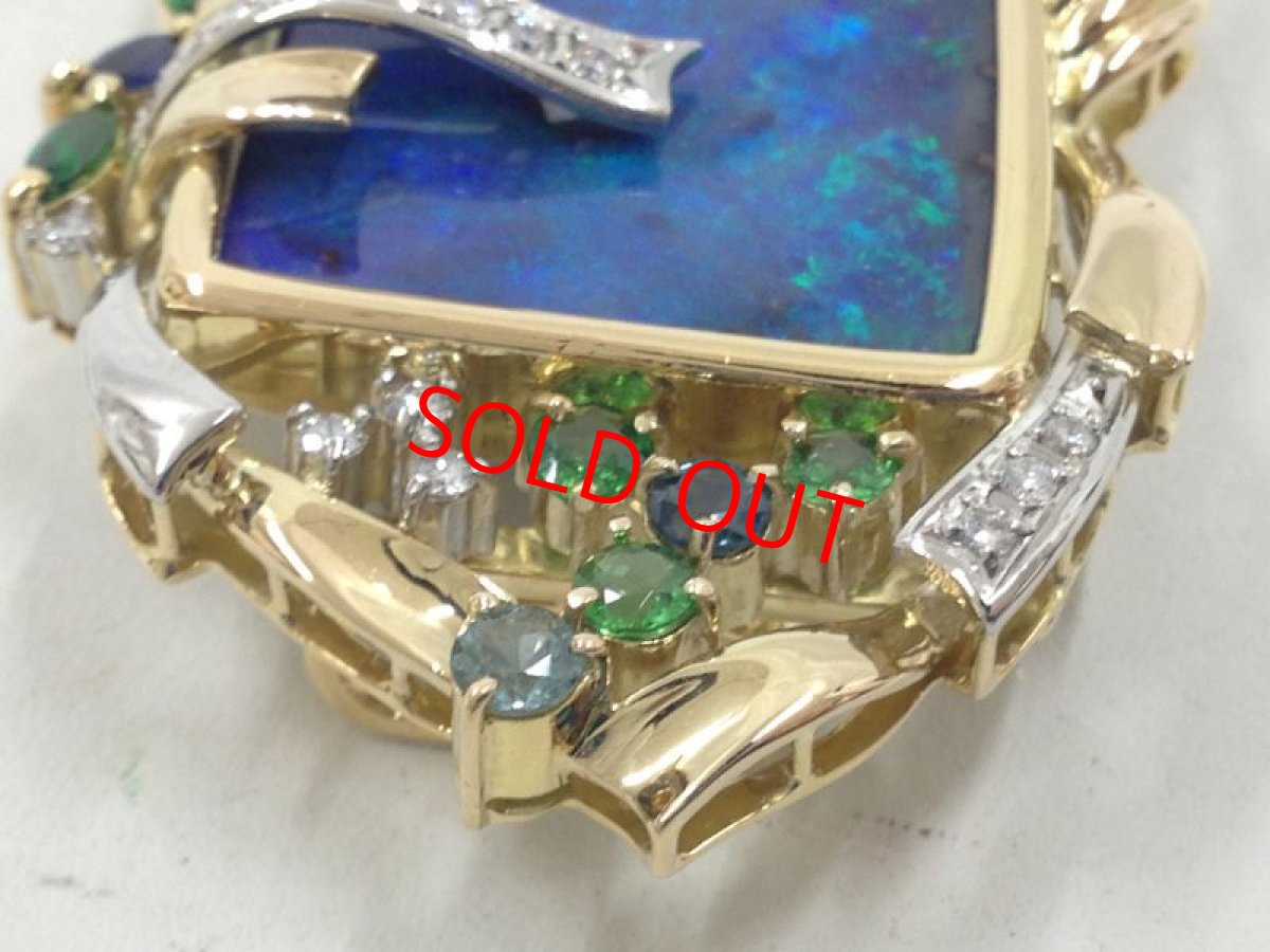 Photo8: K18 PT 900(34.65g) +57.7ct Opal + 0.259ctdiamonds Pendant Brooch Sapp3I060180K (8)