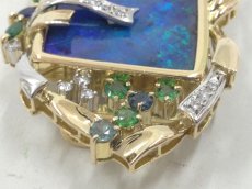 Photo8: K18 PT 900(34.65g) +57.7ct Opal + 0.259ctdiamonds Pendant Brooch Sapp3I060180K (8)