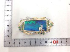 Photo2: K18 PT 900(34.65g) +57.7ct Opal + 0.259ctdiamonds Pendant Brooch Sapp3I060180K (2)