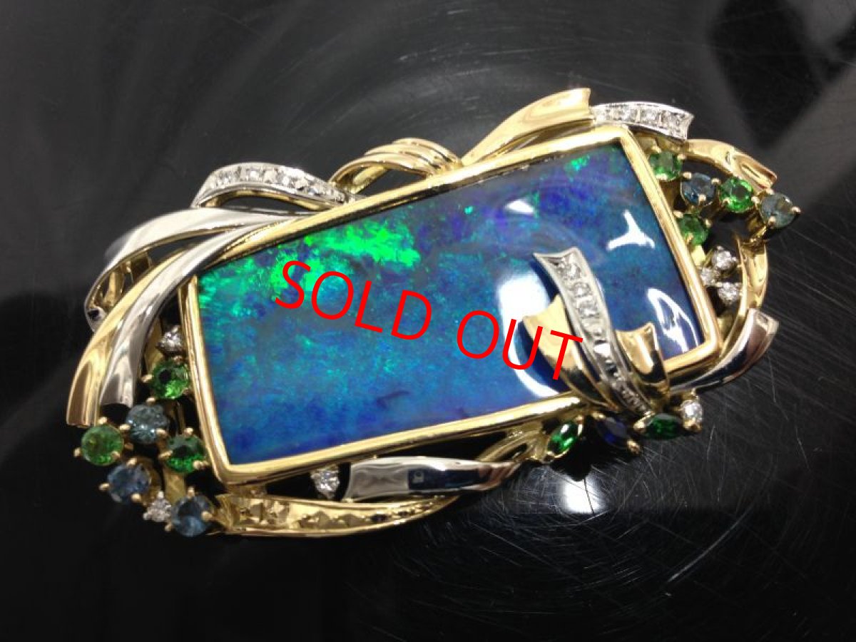 Photo1: K18 PT 900(34.65g) +57.7ct Opal + 0.259ctdiamonds Pendant Brooch Sapp3I060180K (1)