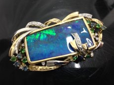 Photo1: K18 PT 900(34.65g) +57.7ct Opal + 0.259ctdiamonds Pendant Brooch Sapp3I060180K (1)