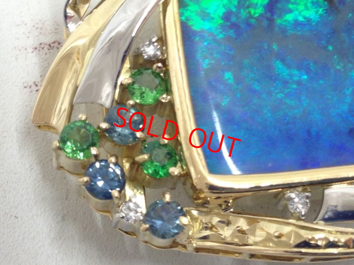 Photo6: K18 PT 900(34.65g) +57.7ct Opal + 0.259ctdiamonds Pendant Brooch Sapp3I060180K (6)