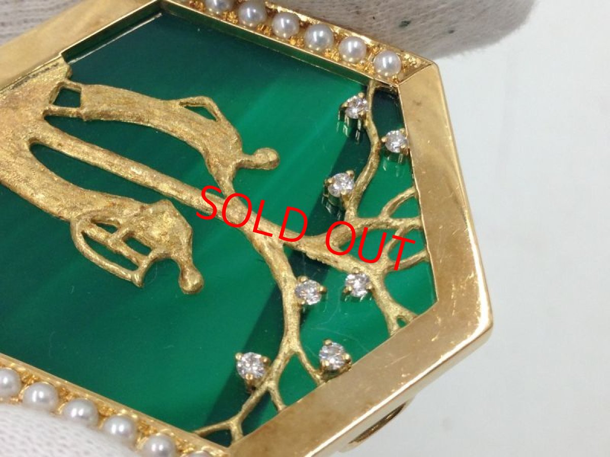 Photo10: Kaoluco Mizuno K18+ D 0.15ct Pearl 16.6g Pendant Brooch 3I060190K (10)