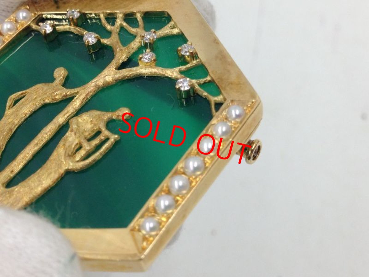 Photo7: Kaoluco Mizuno K18+ D 0.15ct Pearl 16.6g Pendant Brooch 3I060190K (7)