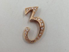 Photo3: Auth YUKIZAKI Pendant Diamond 0.15ct Nombre Number No.3 18K YellowGOLD 3I060210K (3)