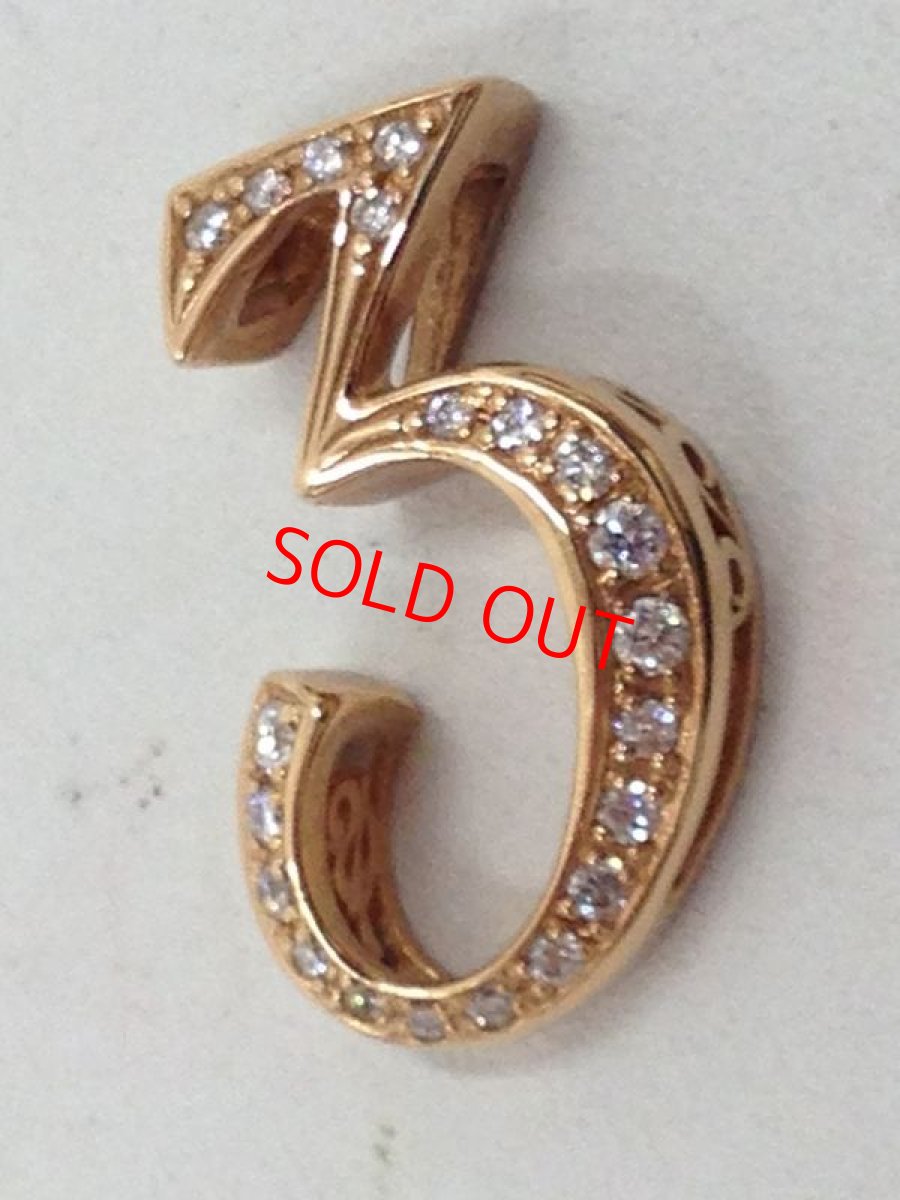 Photo6: Auth YUKIZAKI Pendant Diamond 0.15ct Nombre Number No.3 18K YellowGOLD 3I060210K (6)