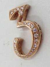 Photo6: Auth YUKIZAKI Pendant Diamond 0.15ct Nombre Number No.3 18K YellowGOLD 3I060210K (6)